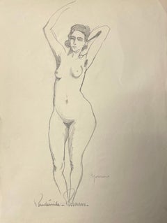 Antique Yvonne debout by Paulémile Pissarro - Nude drawing of the artist's wife