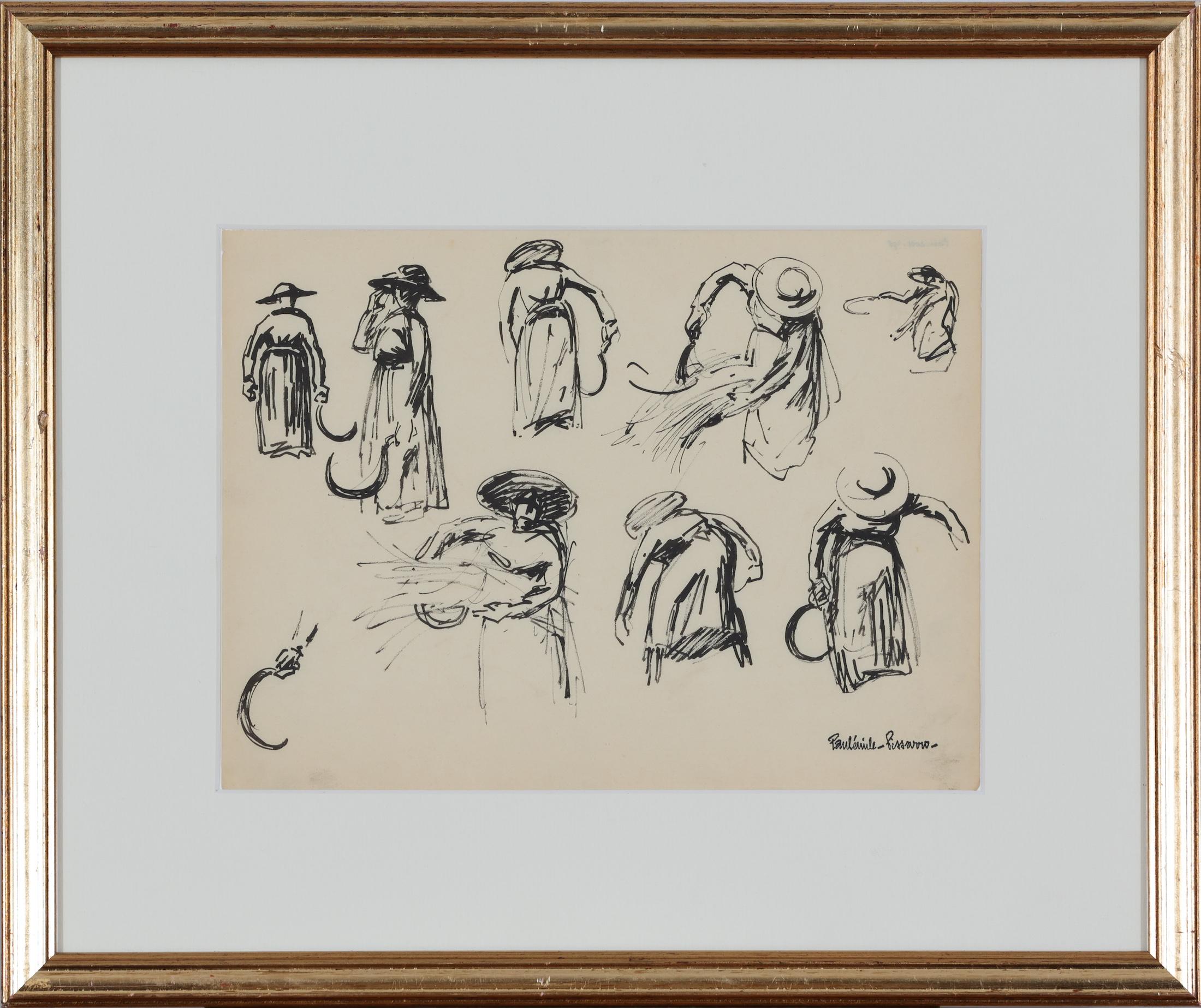 Etude d'une Maraîchère coupant l'herbe de Paulémile Pissarro - œuvre sur papier en vente 1