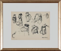 Etude d'une Maraîchère coupant l'herbe by Paulémile Pissarro - work on paper