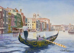 La Gondole de Pedro, Venise par H. Claude Pissarro - Scène de rivière