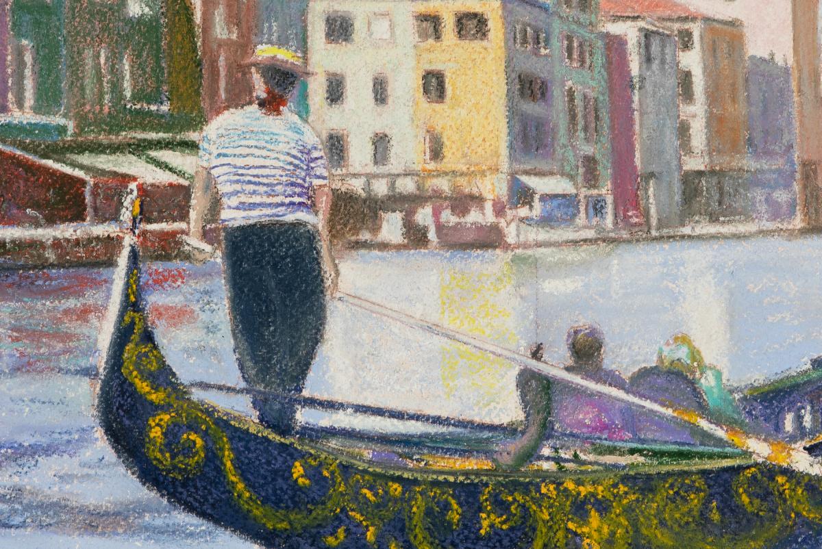 La Gondole de Pedro, Venise de H. Claude Pissarro - Escena fluvial - Art de Hughes Claude Pissarro
