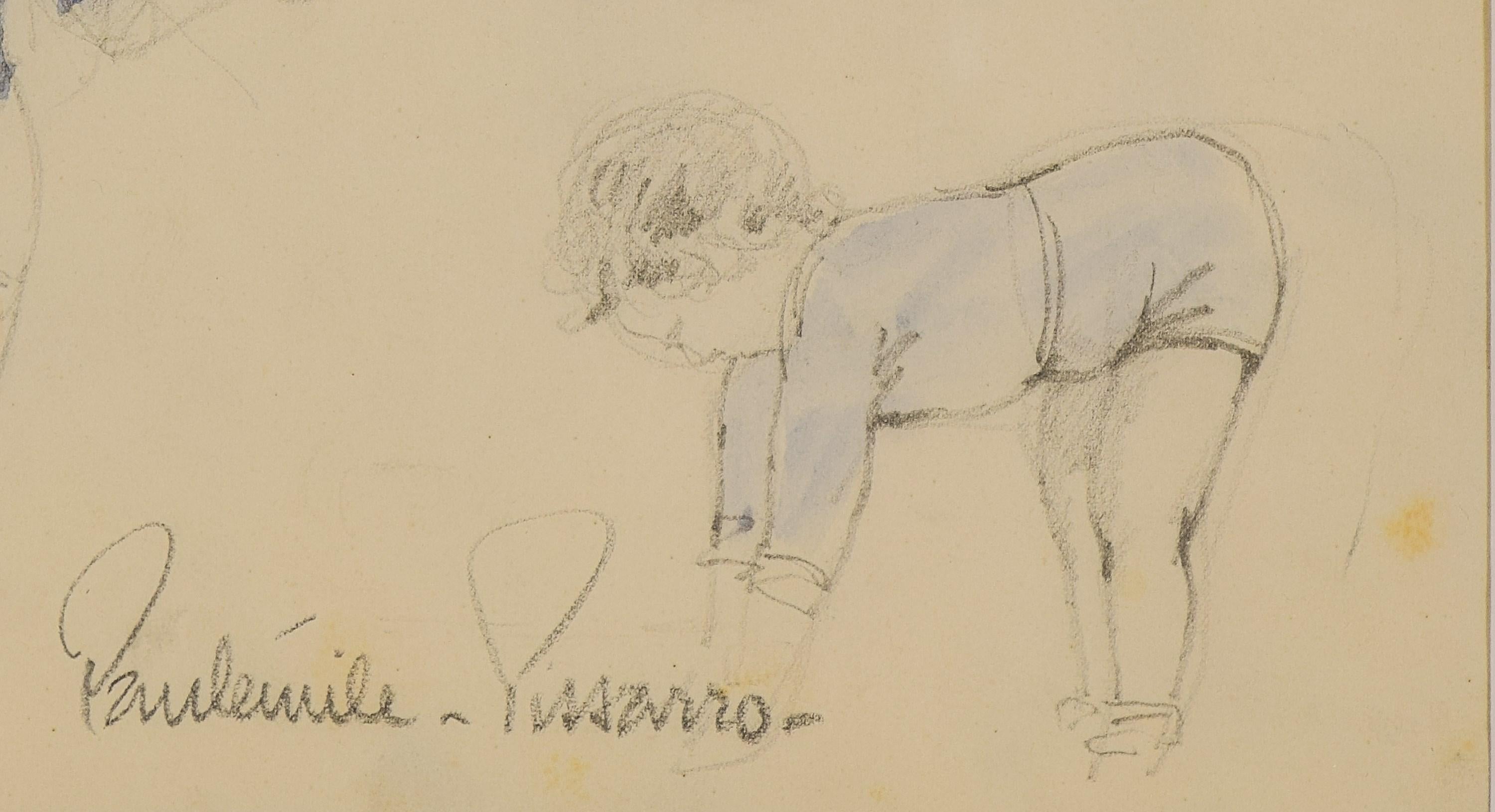 Études sur Titu by Paulémile Pissarro - Study drawing, 1938 For Sale 1