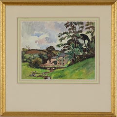 Paysage Normand, Port en Bessin by Ludovic-Rodo Pissarro, watercolour, 1914