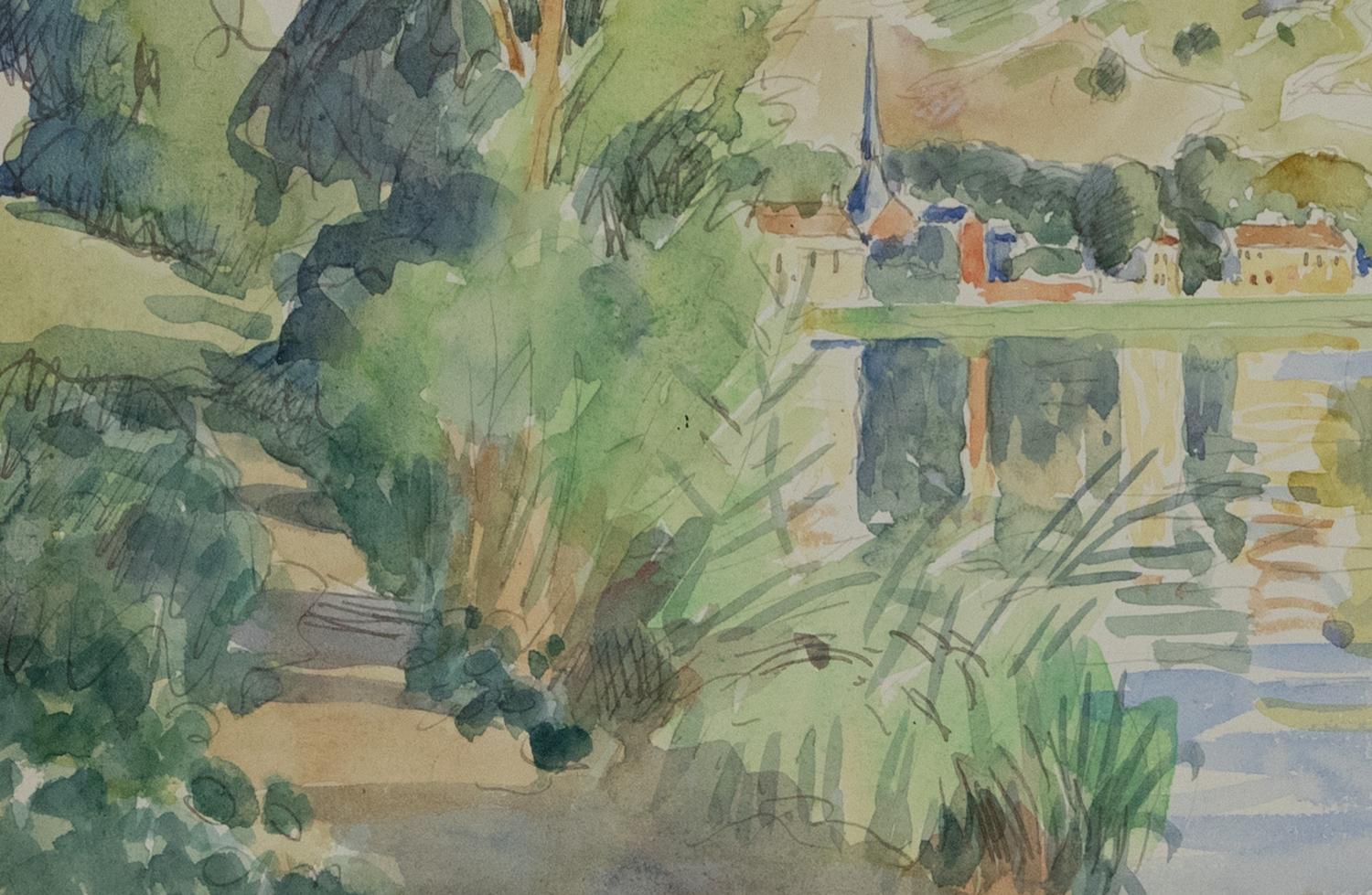 Vue des Andelys (Château Gaillard), Aquarell, Ludovic-Rodo Pissarro, um 1930 im Angebot 2