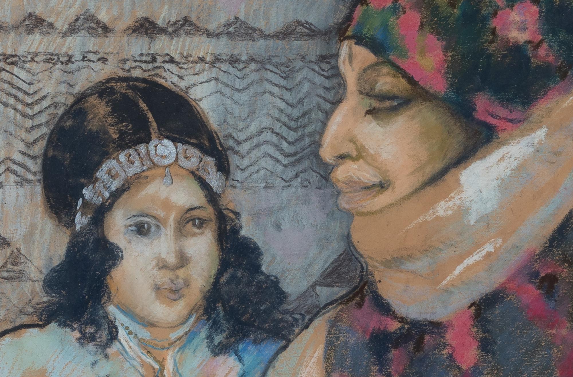 Marokkanische Frau mit Mädchen von Georges Manzana Pissarro – Arbeit auf Papier im Angebot 2