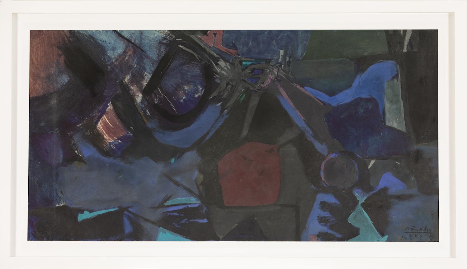 Komposition von Avigdor Avigdor - Gouache der Nachkriegszeit und Contemporary, ca. 1955 – Art von Arikha Avigdor