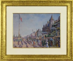 Les Planches à Midi (Trouville) by H. Claude Pissarro - Beach scene in France