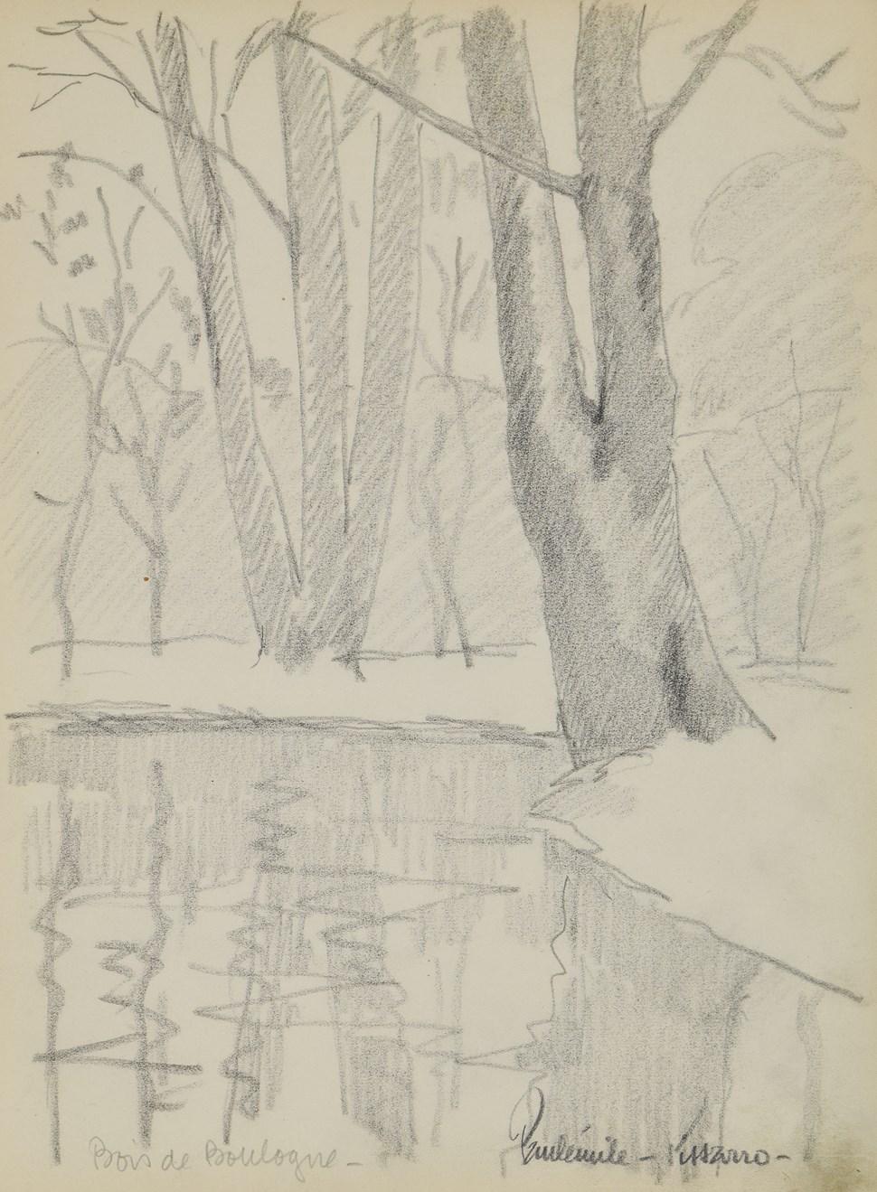 Bois de Boulogne, Graphite on Paper by Paulémile Pissarro, 1934
