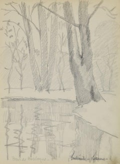 Bois de Boulogne, Graphit auf Papier von Paulémile Pissarro, 1934
