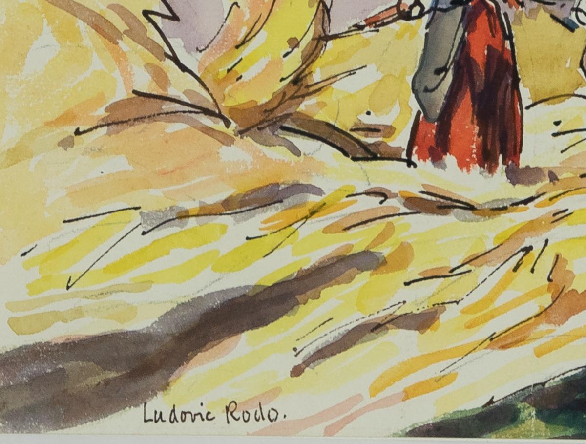 Moissonneurs à Blarimon von Ludovic-Rodo Pissarro - Aquarell im Angebot 3