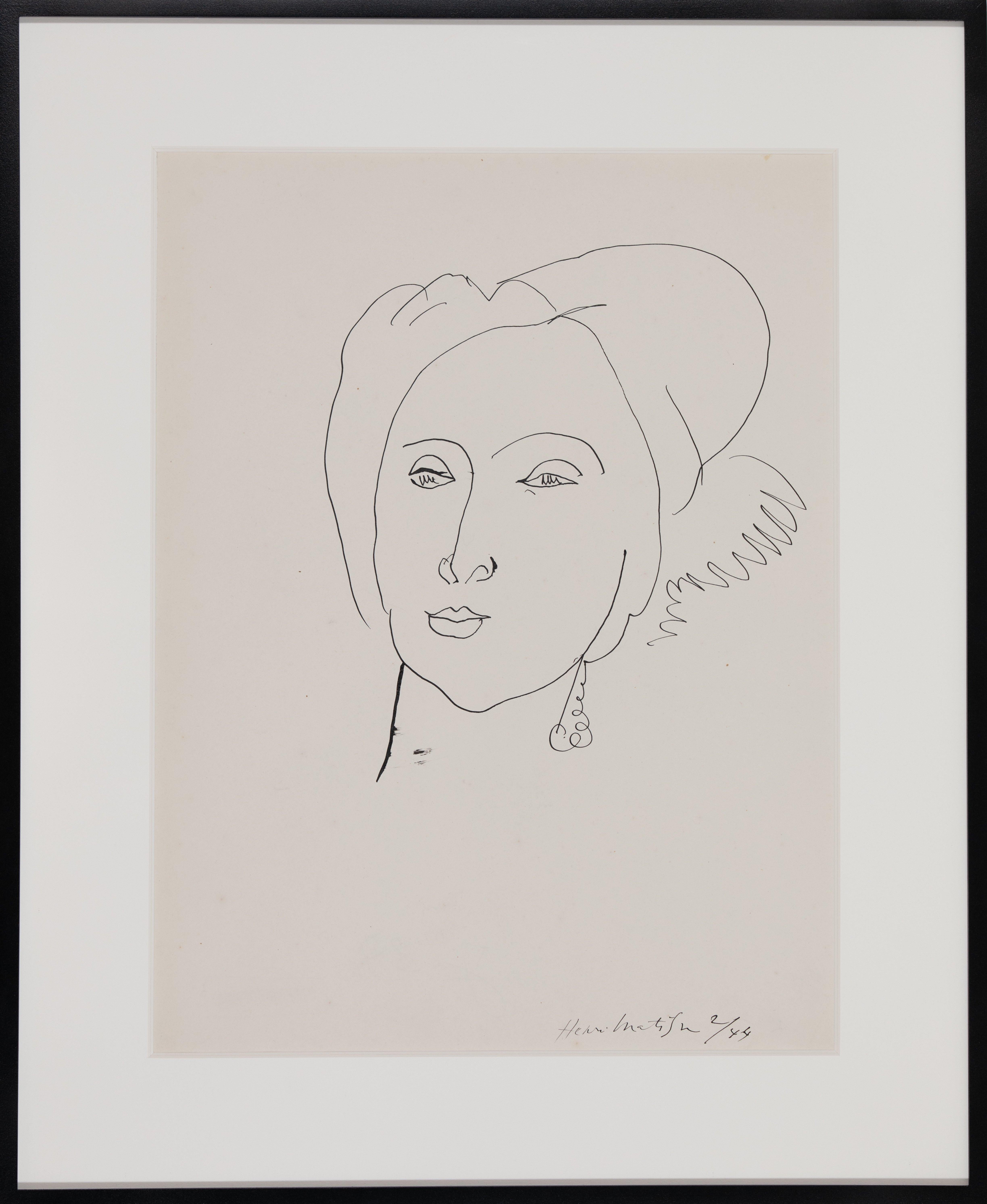 Le Turban von Henri Matisse – Porträt, Tuschezeichnung im Angebot 1