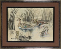 Patos salvajes, carboncillo y pastel sobre papel de Georges Manzana Pissarro, hacia 1920
