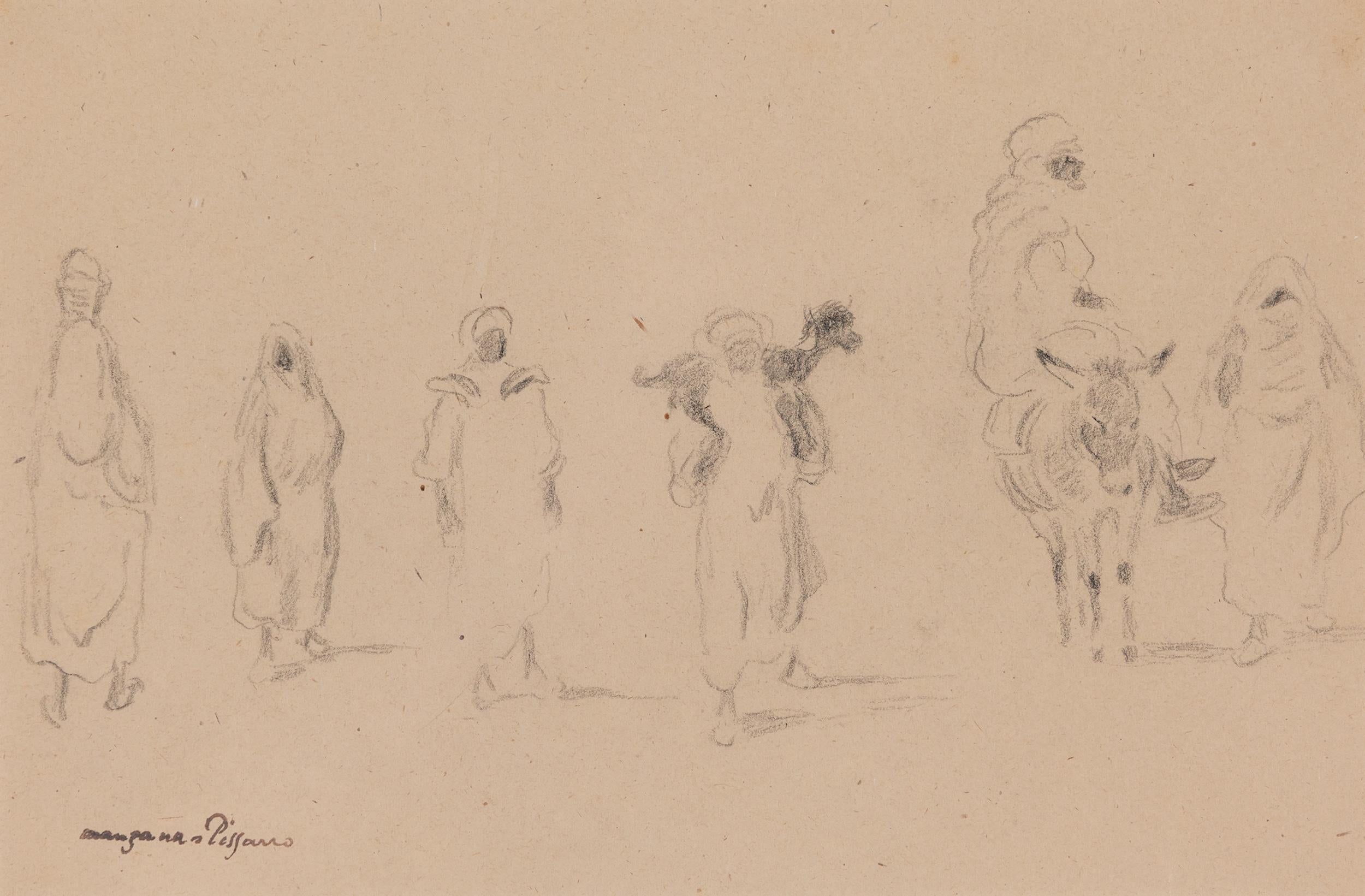 Arab Market Scene by Georges Manzana Pissarro (1871-1961)
Pencil on brown paper
17.7 x 26.7 cm (7 x 10 ½ inches)
Signed with studio stamp lower left

This work is accompanied by a certificate of authenticity issued by Lélia Pissarro. 

Artist