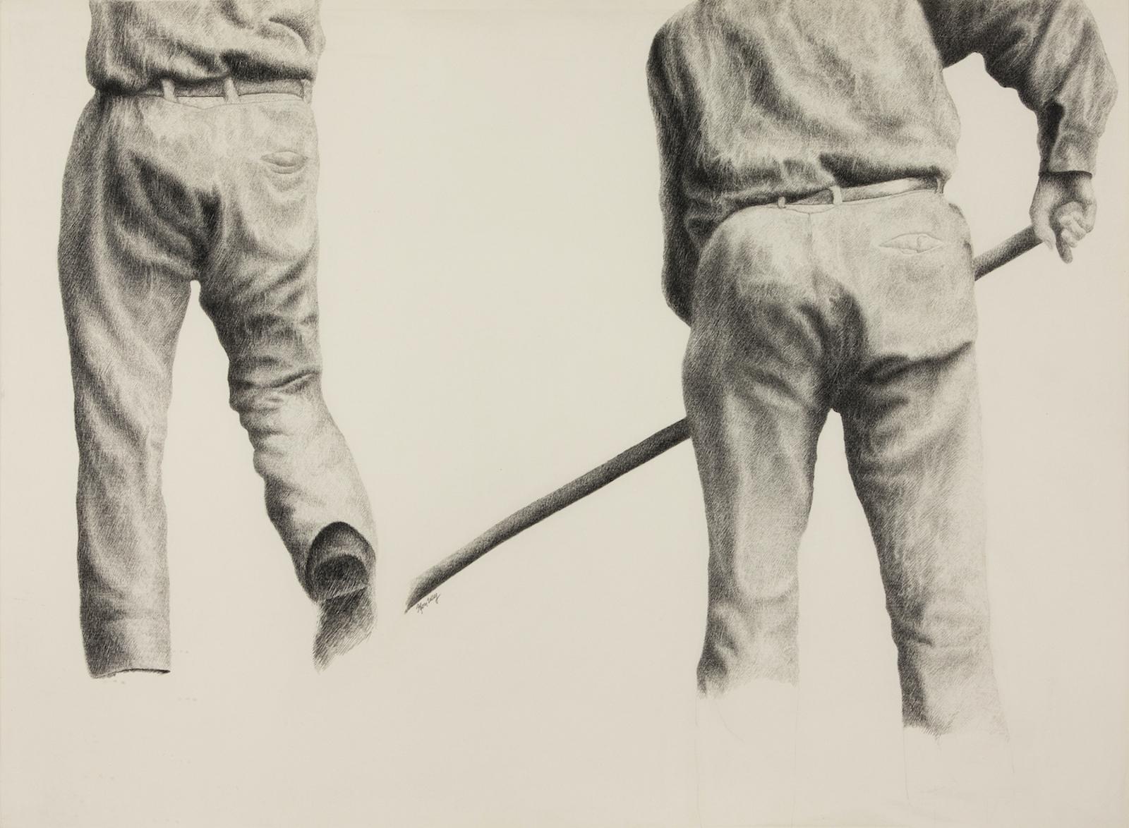 Ouvriers agricoles par Yvon Pissarro (né en 1937)
Crayon sur papier
56 x 76 cm (22 x 30 pouces)
Signé sous l'extrémité gauche du bâton, Yvon Vey
Exécuté en 1982

Provenance
Studio de l'Artistics, Montpellier 

Biographie de l'artiste
Fils de