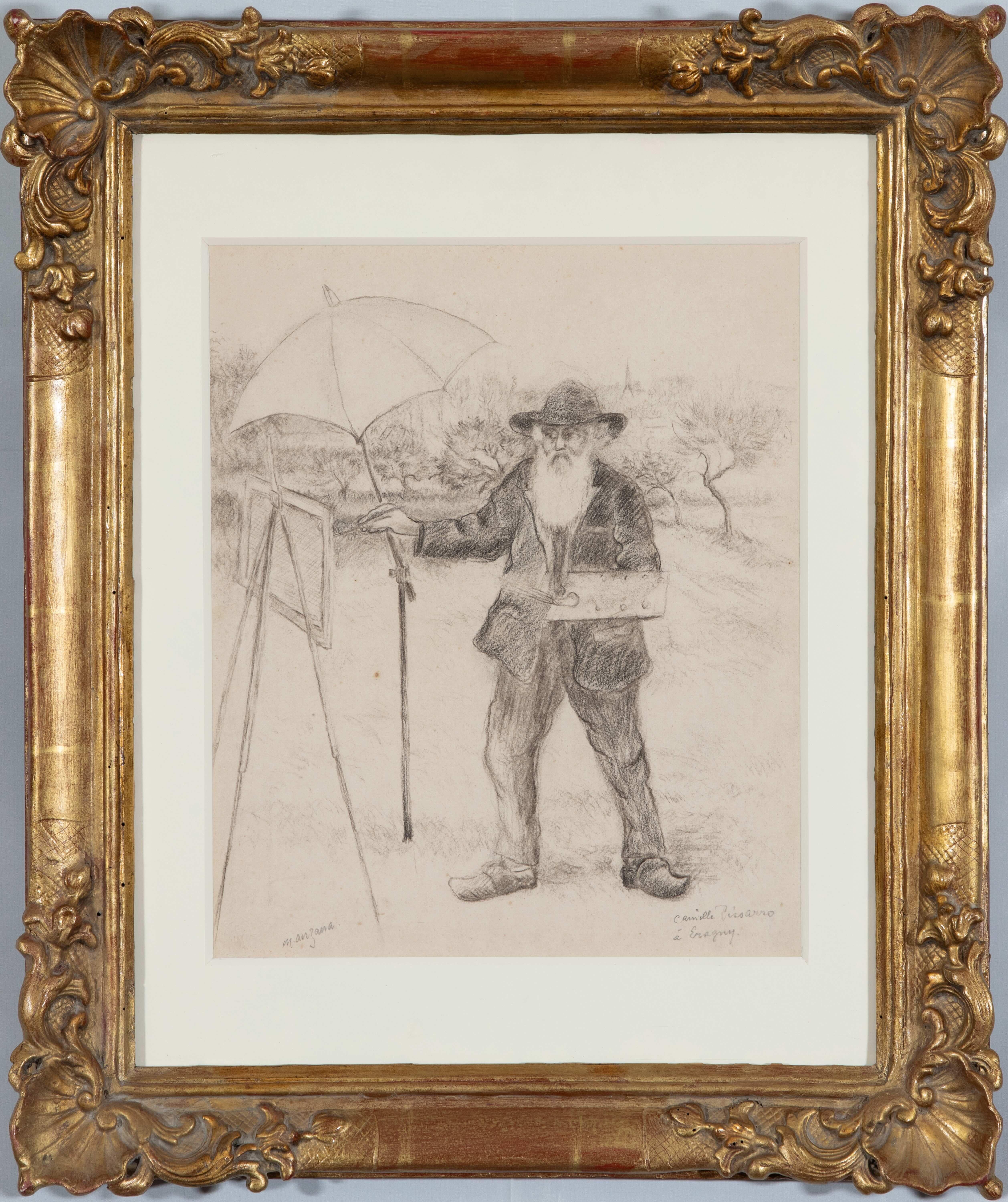 Ritratto di Camille Pissarro a Éragny di Georges Manzana Pissarro - Disegno - Art di Georges Henri Manzana Pissarro