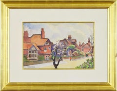 Bedford Park, LUDOVIC-RODO PISSARRO - Acuarela, Escena urbana, Siglo XX