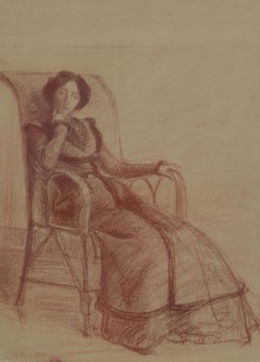Madame Petitjean Assise by Hippolyte Petitjean - Pastel, Drawing, Portrait