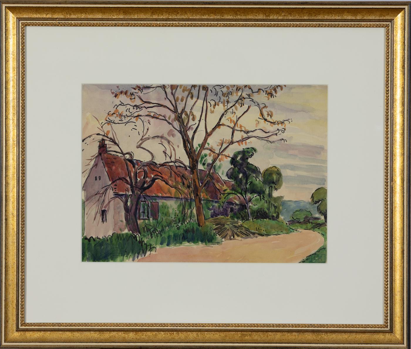 Aquarelle Maison au Bord de Chemin de Ludovic-Rodo Pissarro en vente 2