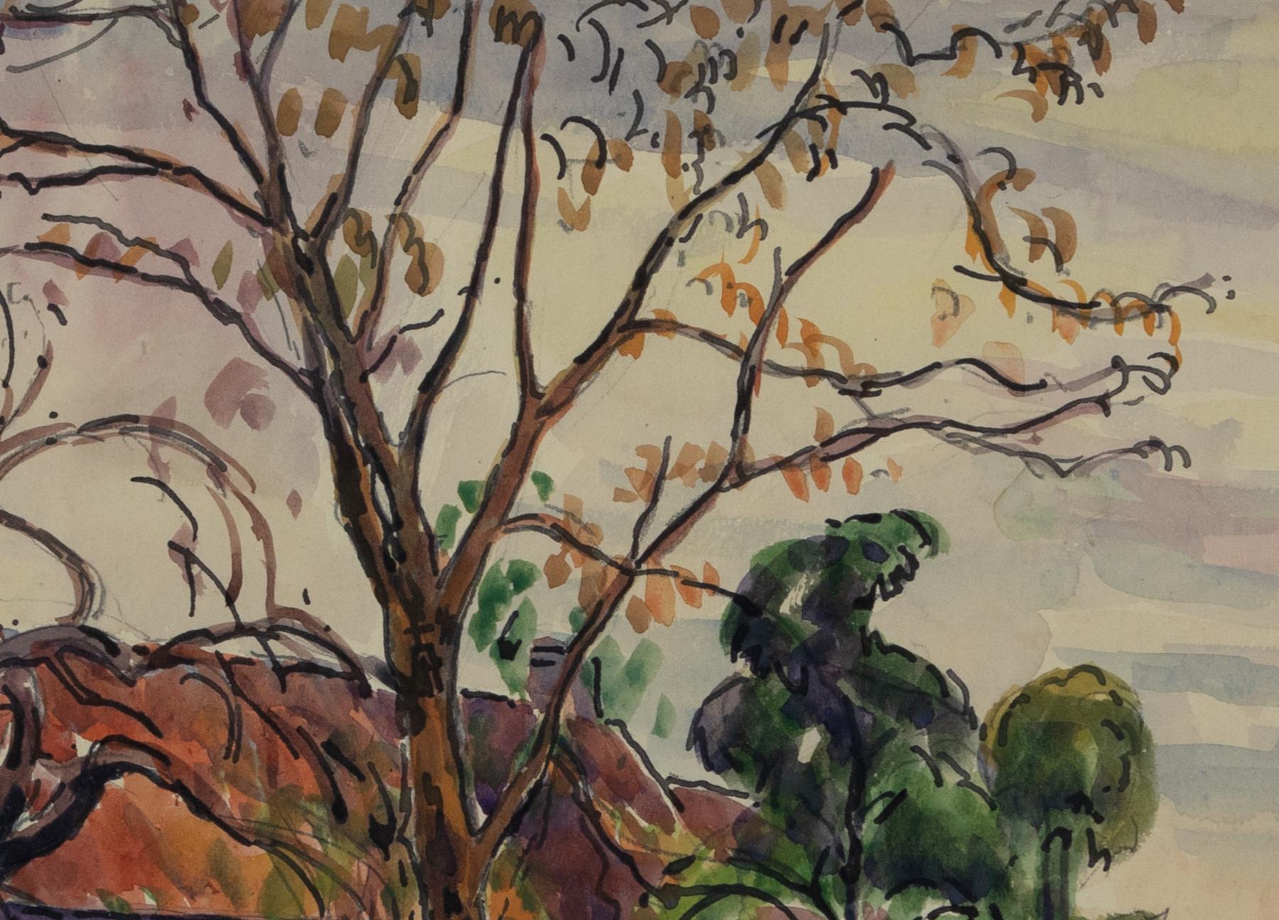 Aquarelle Maison au Bord de Chemin de Ludovic-Rodo Pissarro en vente 3