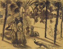 La Promenade de Georges Manzana Pissarro - Dessin, pastel, fusain, paysage