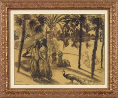 La Promenade von Georges Manzana Pissarro – Zeichnung, Pastell, Holzkohle, Landschaft
