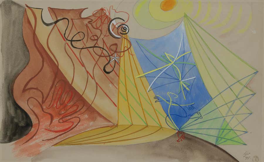 Les Voiles by Léopold Survage - Abstract watercolour, Landscape, Modern