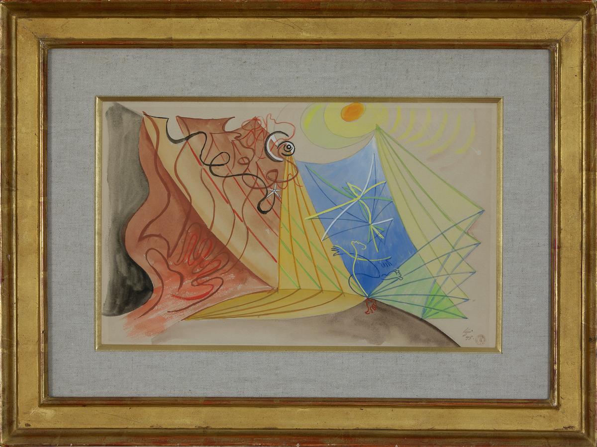Les Voiles von Léopold Survage - Abstraktes Aquarell, Landschaft, Modern im Angebot 1