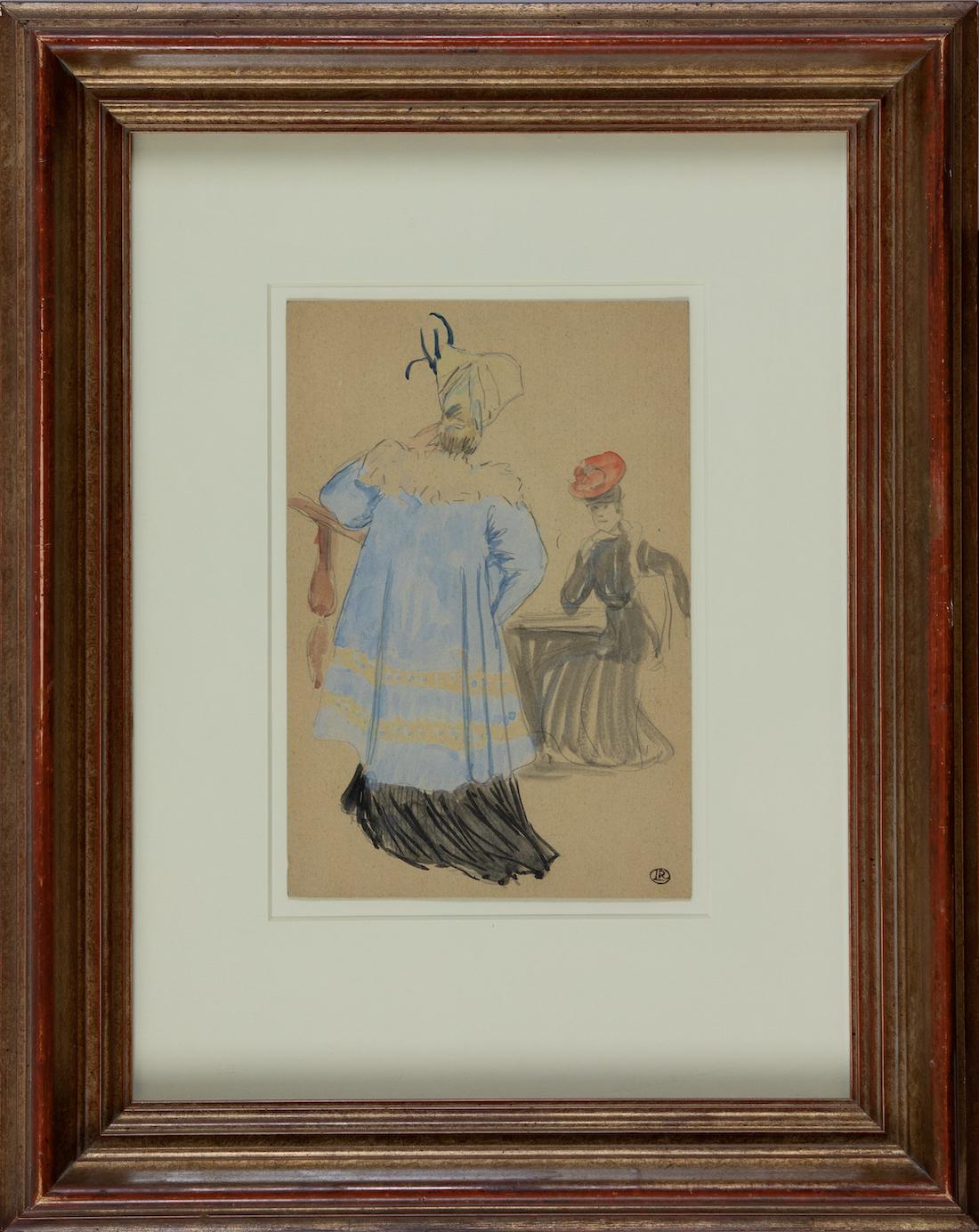 Les Deux Femmes Élégantes, Watercolour and Pencil on Paper, Drawing - Post-Impressionist Art by Ludovic-Rodo Pissarro