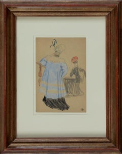 Les Deux Femmes Élégantes, Aquarell und Bleistift auf Papier, Zeichnung