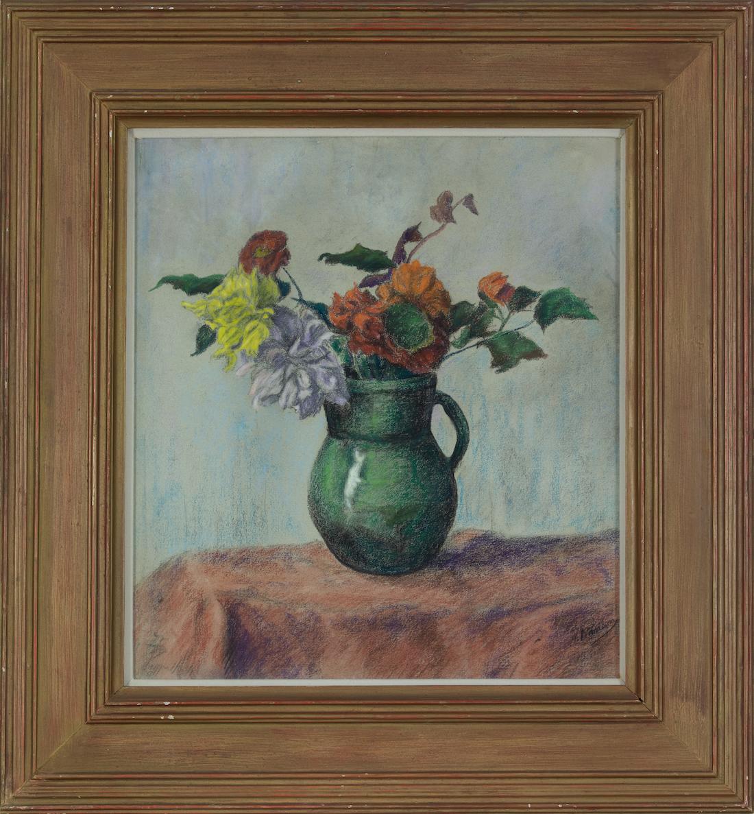 Jarrón de flores de Paul Ranson, Pastel sobre papel, Naturaleza muerta, Dibujo - Art de Paul Elie Ranson