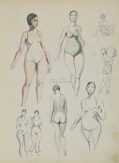 Etude d'Yvonne en 1934 di Paulémile Pissarro, 1934 - matita su carta, Disegno
