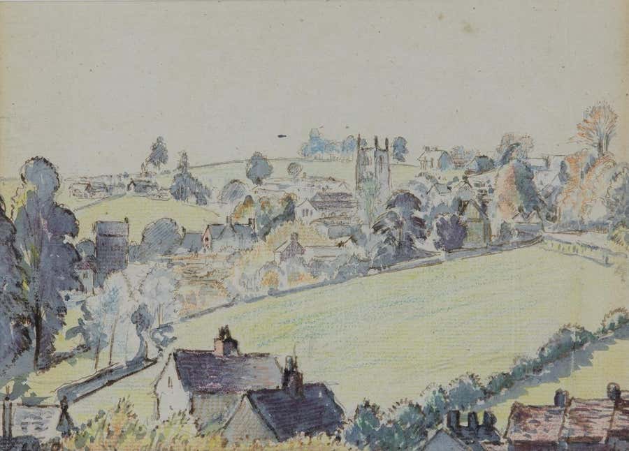 Wotton-under-Edge by LUCIEN PISSARRO - Watercolour, drawing, art, landscape