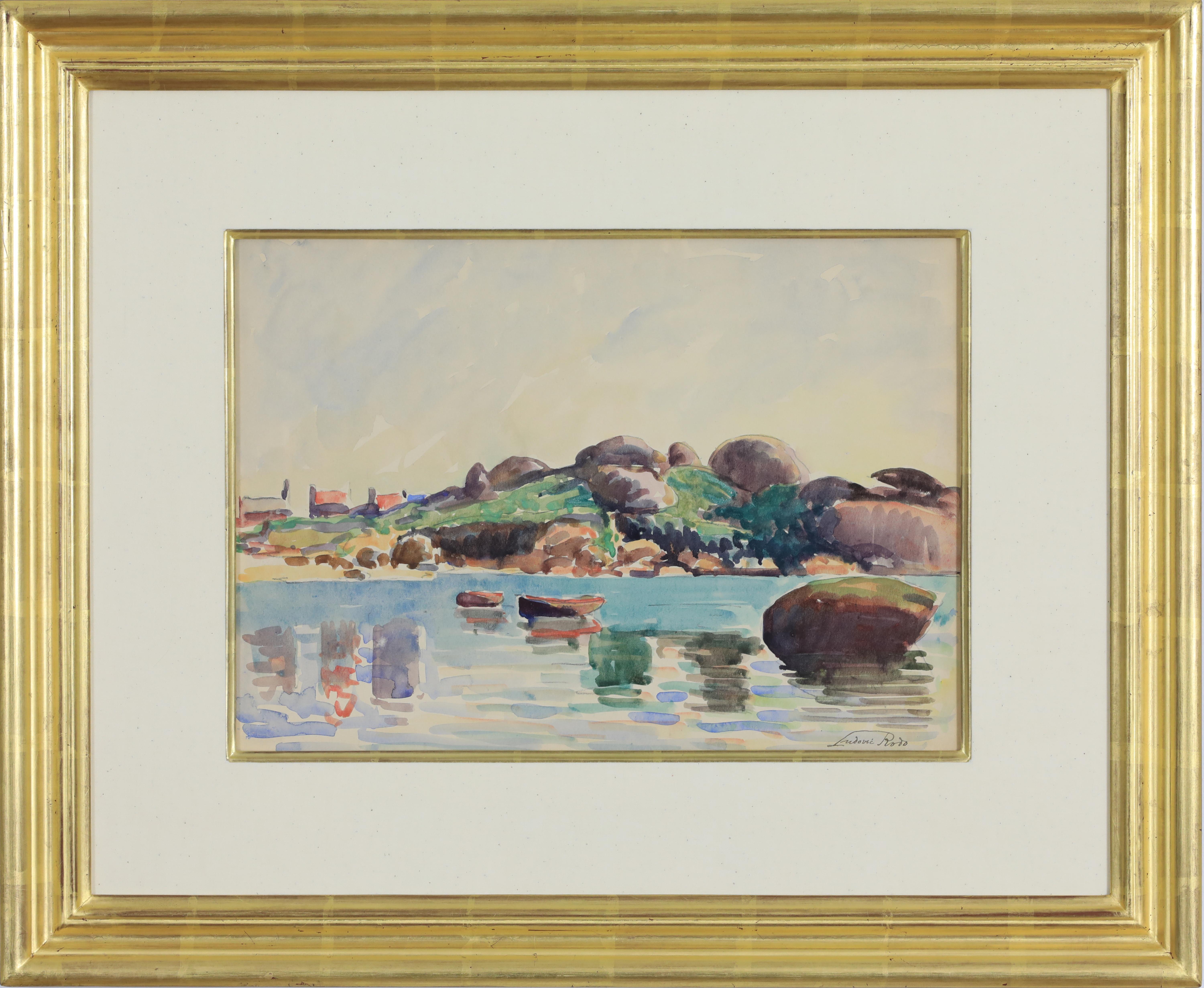 Paysage de l'Aven di Ludovic-Rodo Pissarro - Acquerello, Scena costiera in vendita 1