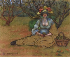 Récolte des Pommes von Georges Manzana Pissarro - Mischtechnik auf Papier
