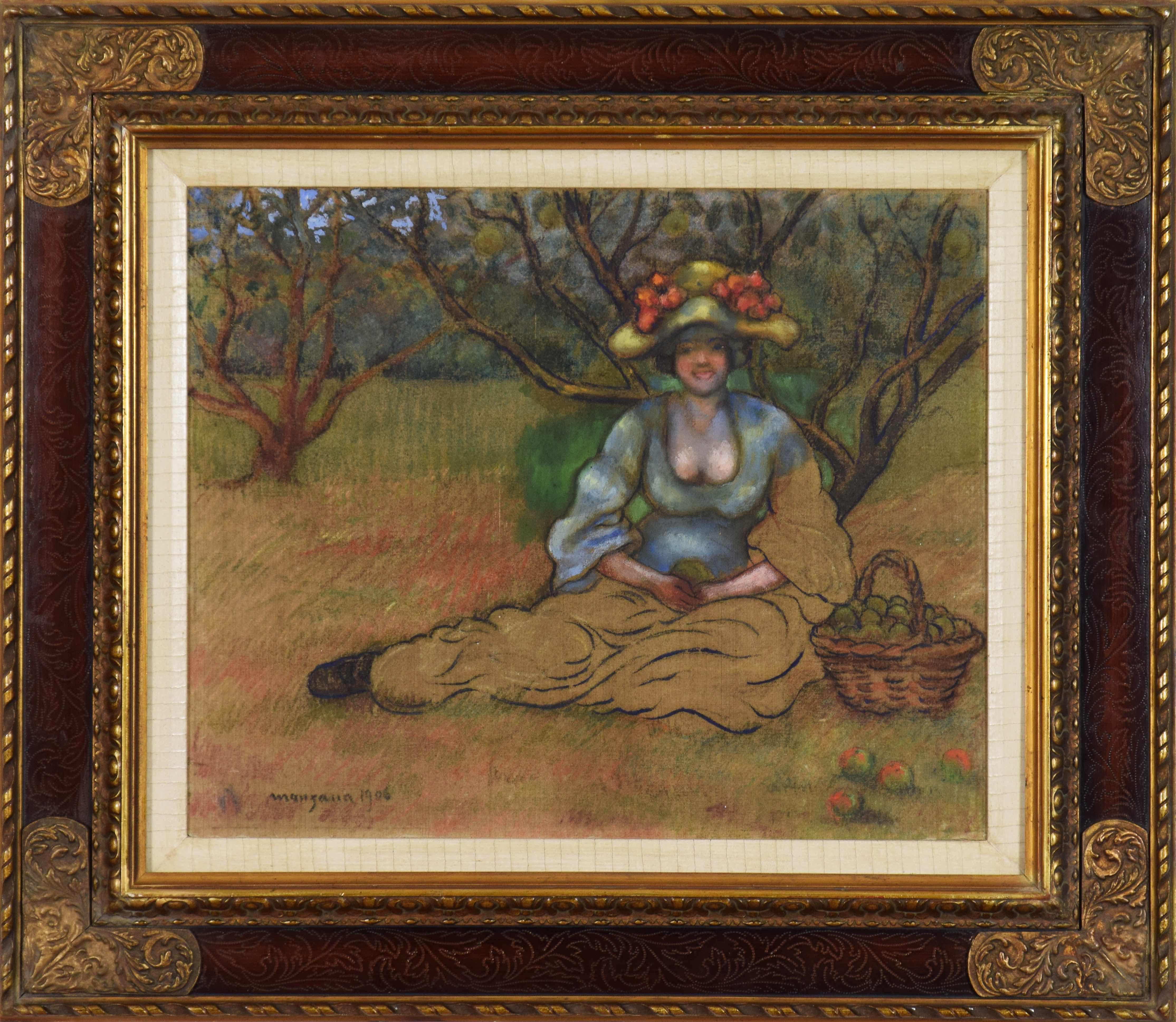 Récolte des Pommes by Georges Manzana Pissarro - Mixed media on paper - Art by Georges Henri Manzana Pissarro
