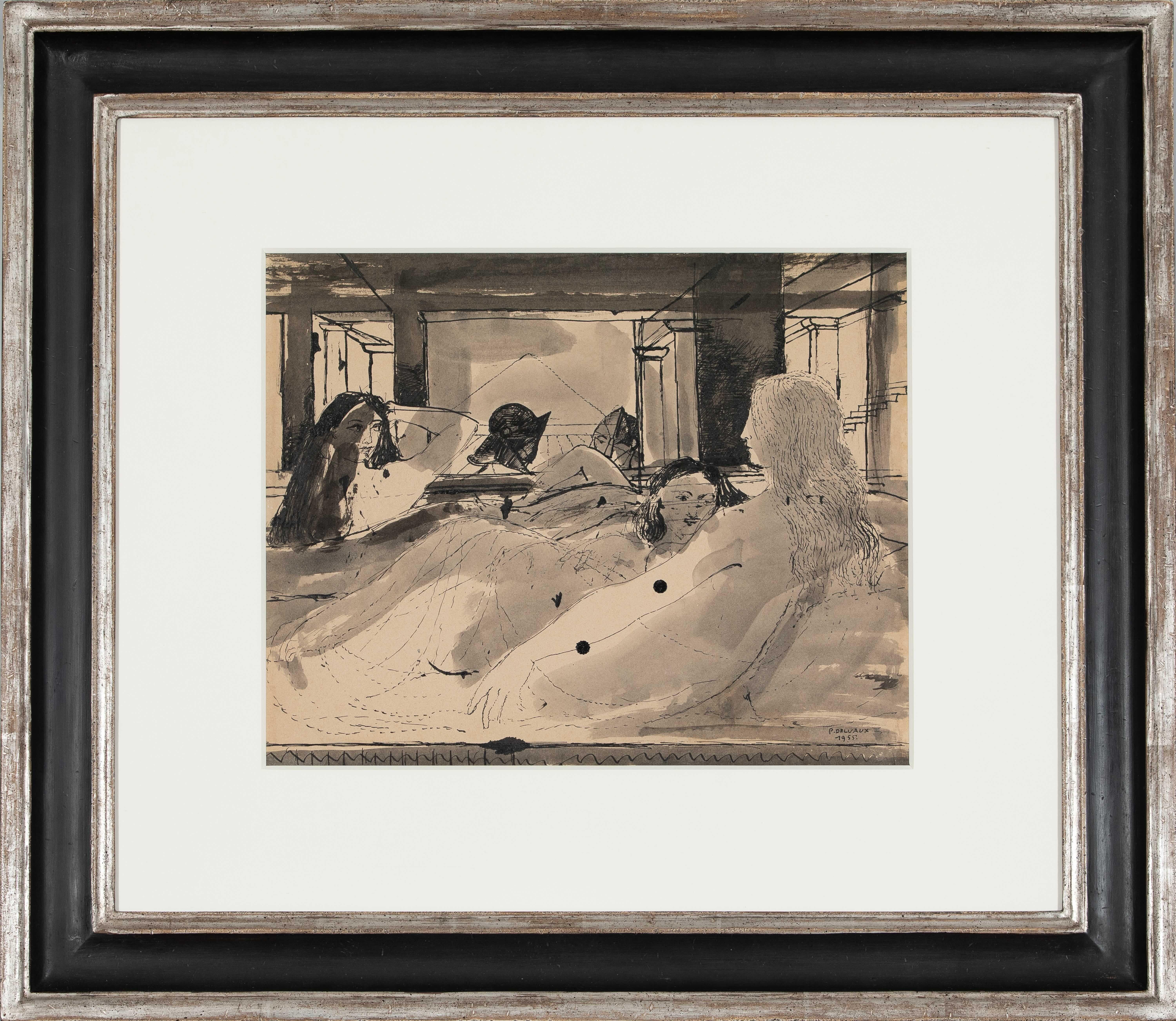 Les Captives de Paul Delvaux - Nus, Oeuvre sur papier, Encre en vente 1