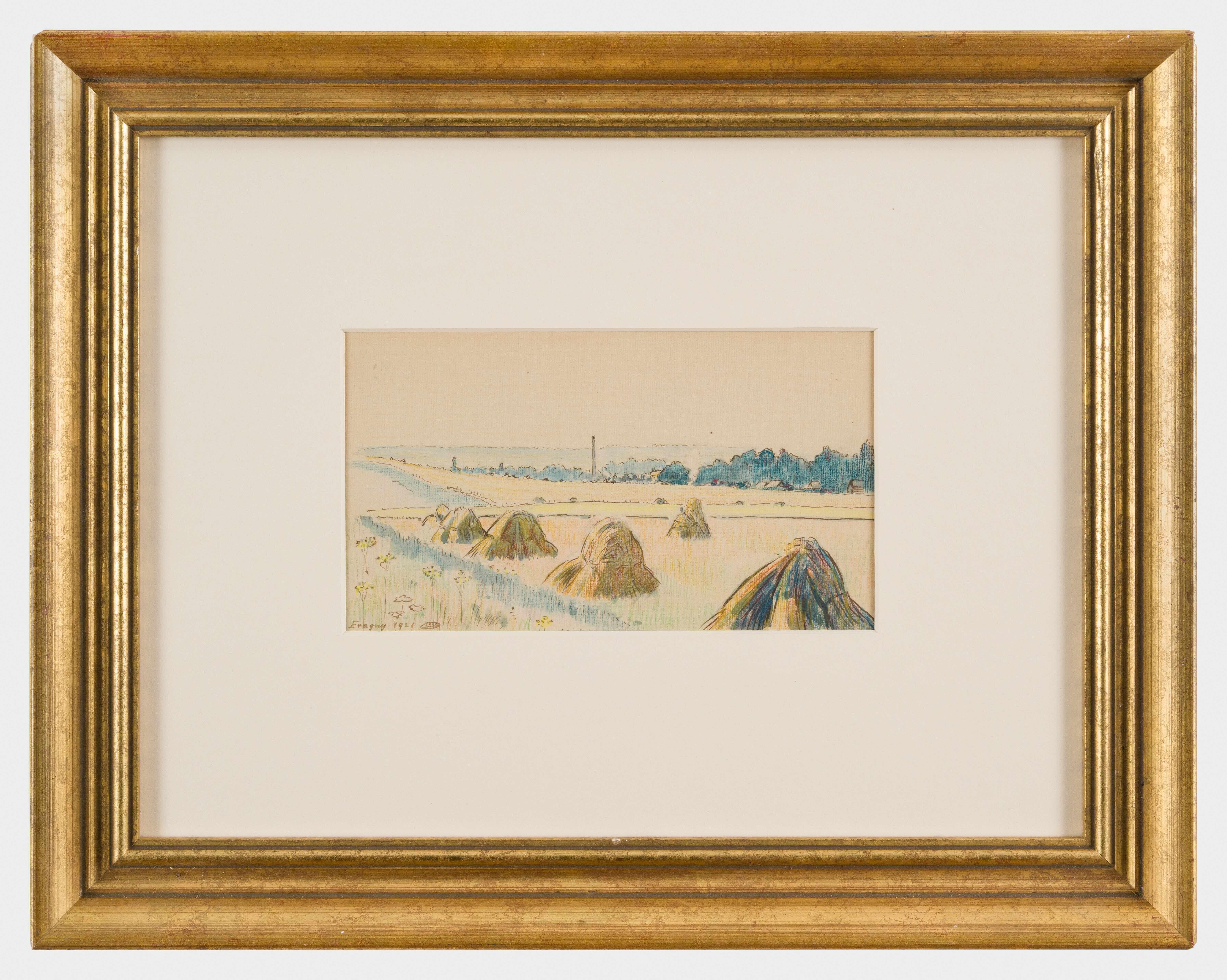 Covoni, Eragny	di Lucien Pissarro - Paesaggio, Opera su carta in vendita 1
