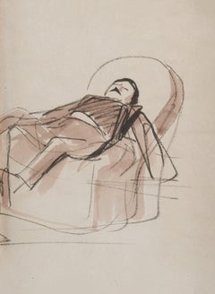 Homme au fauteuil by Jean-Louis Forain - 19th century, work on paper, art
