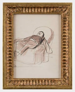 Homme au fauteuil by Jean-Louis Forain - 19th century, work on paper, art