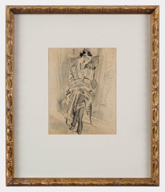 Femme assise de Jules Pascin - Técnica mixta, obra sobre papel, retrato
