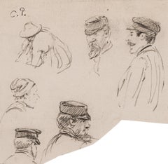 Portraits of Men and Women by Camille Pissarro - Drawing, work on paper, art