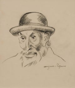 Portrait de Renoir by Georges Manzana Pissarro - Drawing, art, Graphite on paper