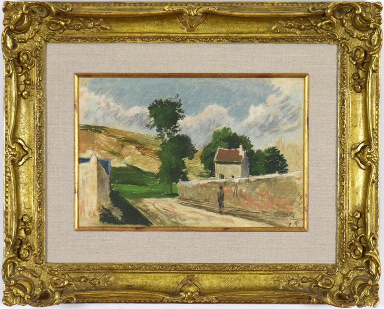 Camille Pissarro Une Rue A L Hermitage Pontoise By Camille Pissarro Impressionist Pastel For Sale At 1stdibs