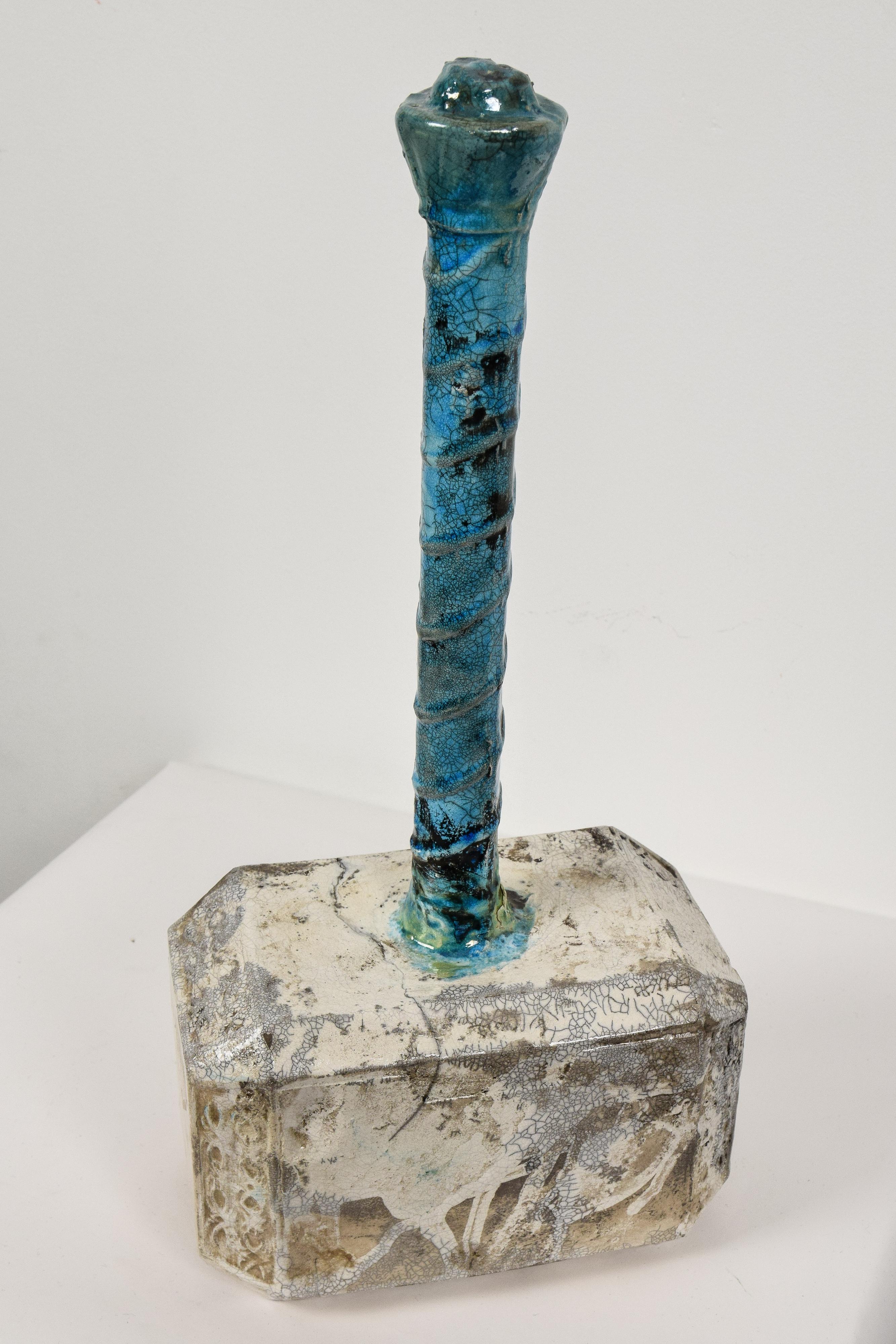 Mjolnir by NAM TRAN - Ceramic, Sculptor, Contemporary, Hammer - Gray Still-Life Sculpture by Nam Tran