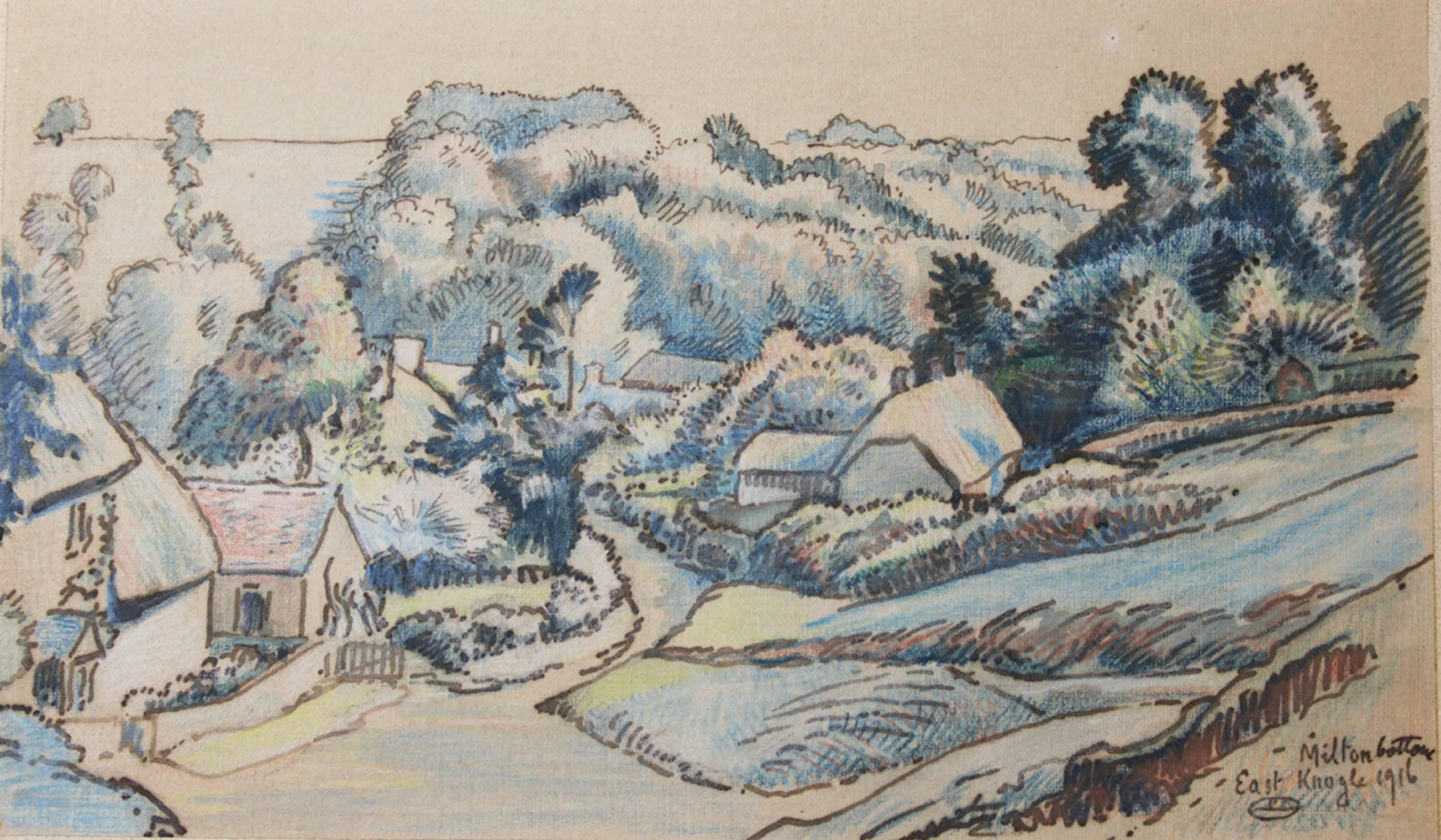 Emile Cagniart - 5 French 19th century Pen and Ink landscapes from a ...