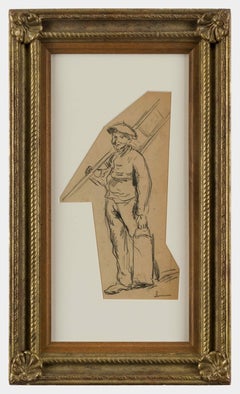 Work on paper by Maximilien Luce titled Ouvrier au Travail