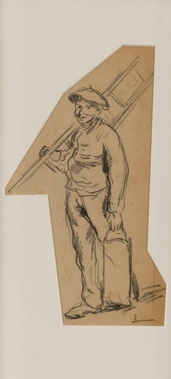 Work on paper by Maximilien Luce titled Ouvrier au Travail