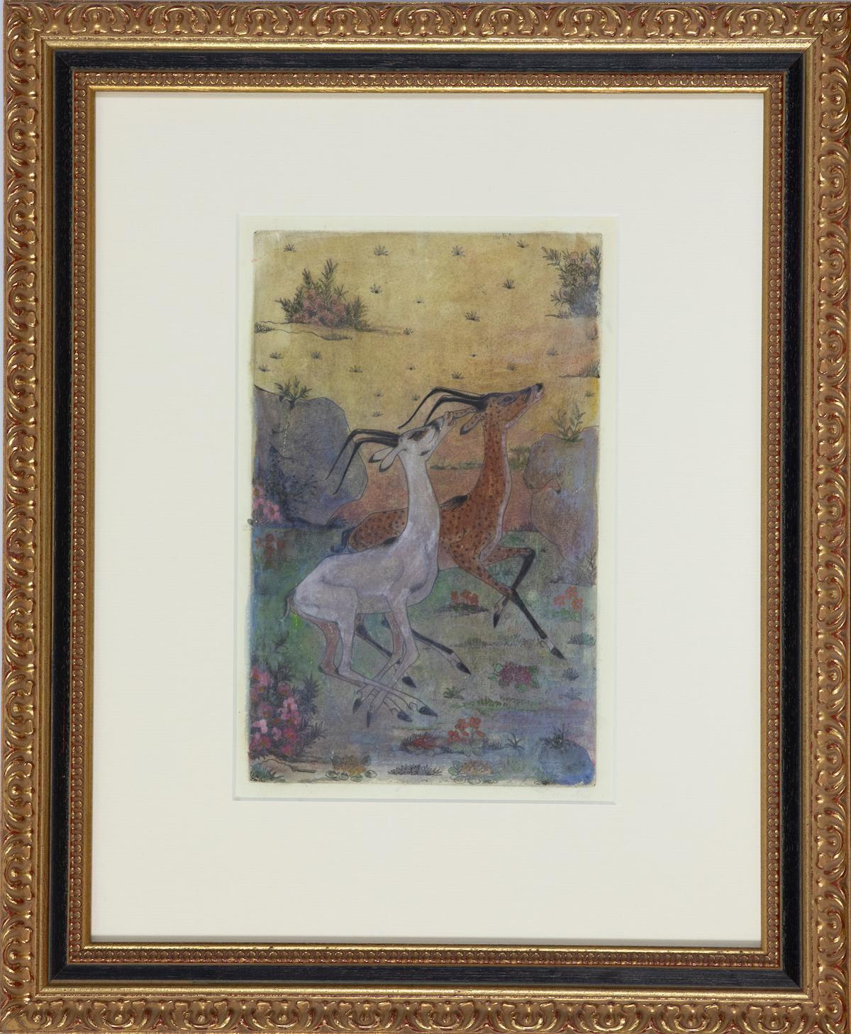 Gazelles by Orovida Pissarro - Animal watercolour on etching 1