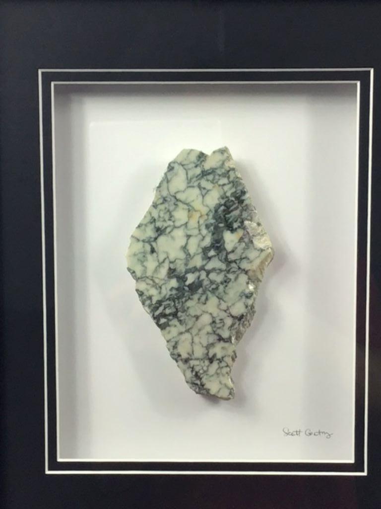Pair of 11x14 Framed Stone Artwork (Campan Vert Marble) For Sale 4