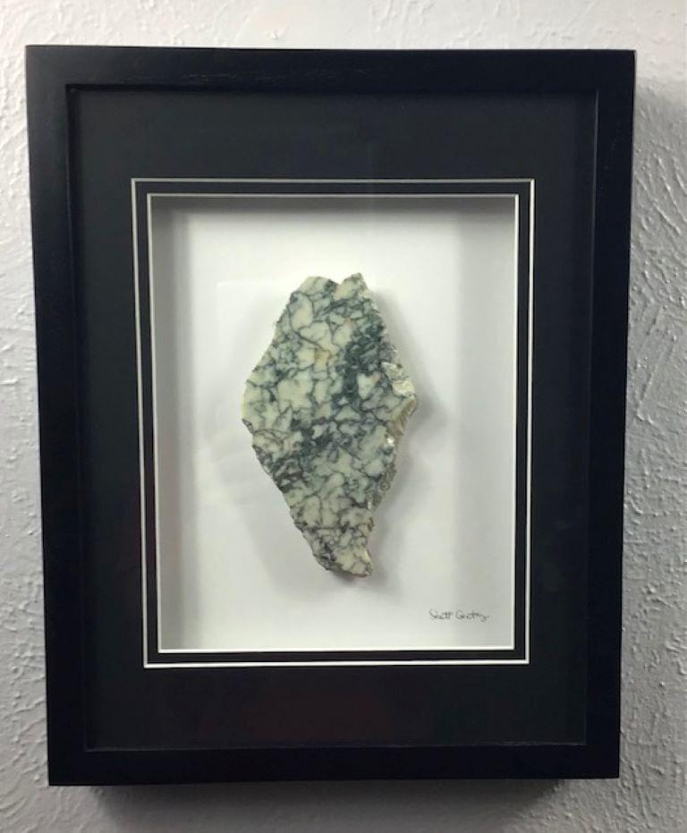Pair of 11x14 Framed Stone Artwork (Campan Vert Marble) For Sale 3